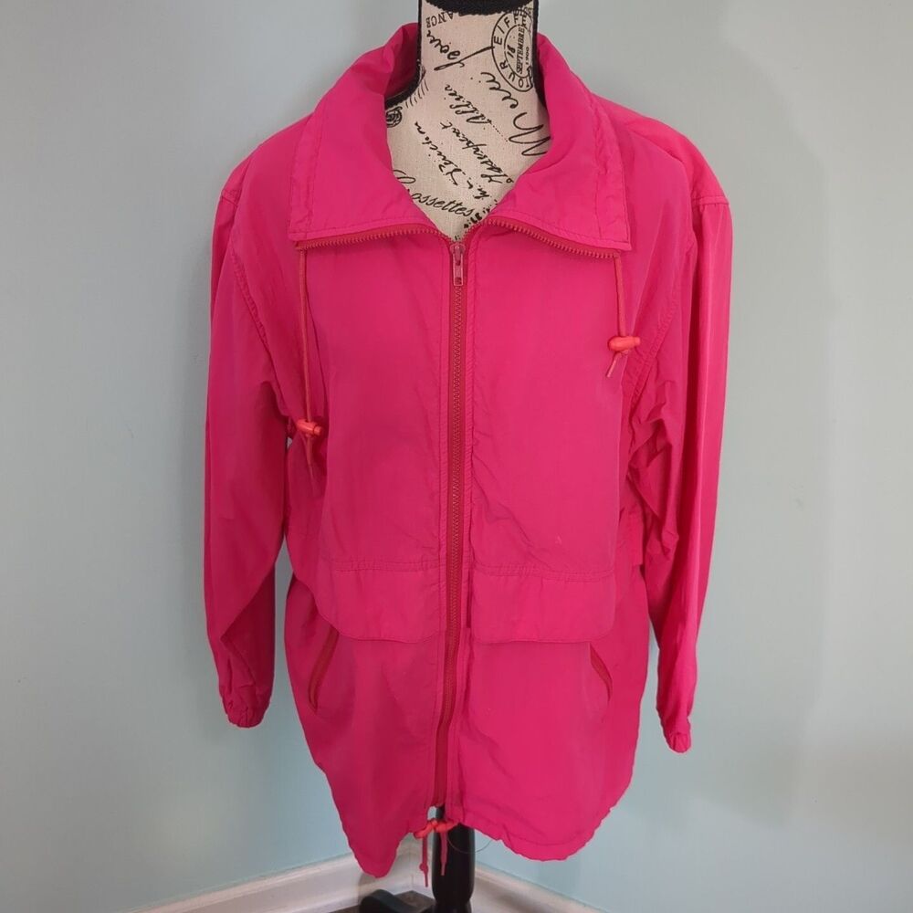 Vintage 90s Eddie Bauer Pink Full Zip Windbreaker Jacket Womens y2k vented mediu